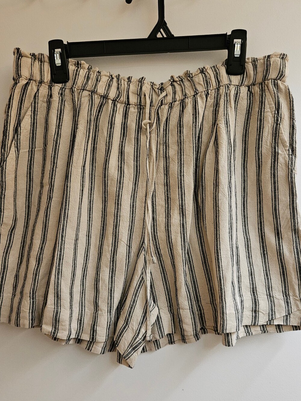 NWT Time and Tru Women's Linen Blend Pull-On Striped Shorts, Large 12-14